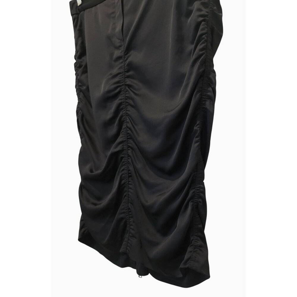 Theory Satin Black Gathered Ruched Rayon-Wool Blend Pencil Skirt Sz 6 - USA - Picture 3 of 7